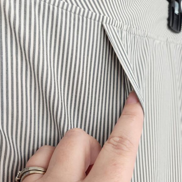 Athleta Brooklyn Textured Ankle Pant City Stripe Trouser Green & White Women 14 - Picture 7 of 12